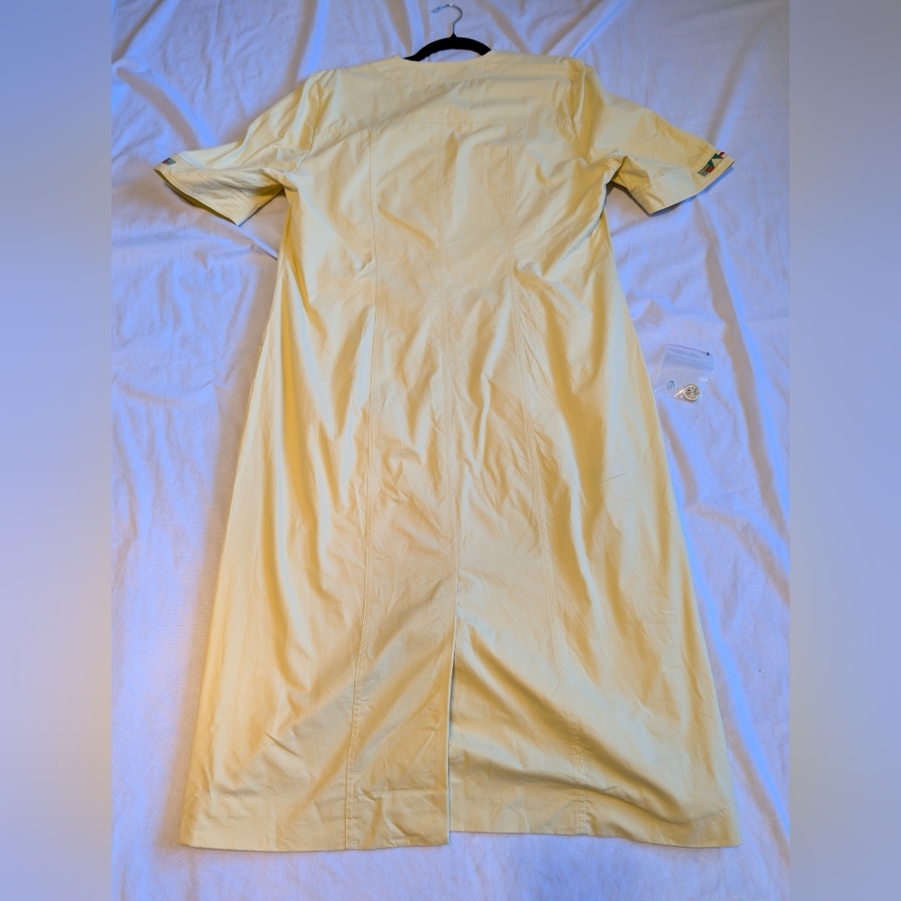 Vintage Givenchy En Plus Butter Yellow Safari Utility Midi Shirt Dress 12W - Picture 2 of 13